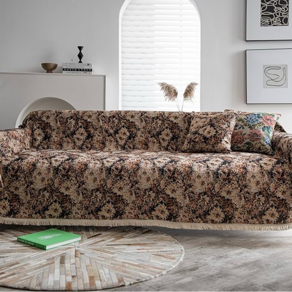 vctops cover Vintage Jacquard Sofa Covers for Sectional Sofa Floral